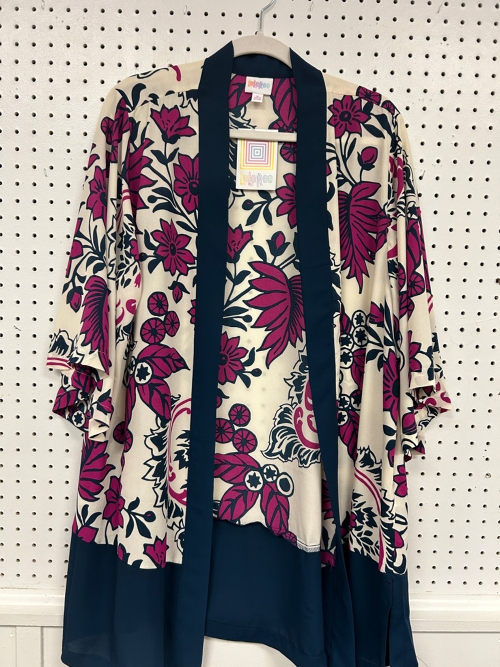 LuLaRoe Floral Cape - Cream, Magenta, Navy
